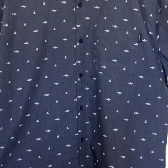 Molokai Surf Co Mens Casual Short Sleeve Gray Shirt Size XXL Fish Whale Print - Picture 3 of 12